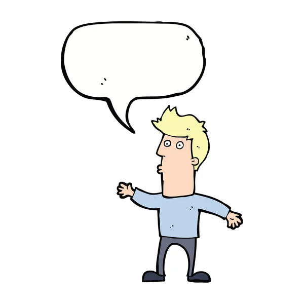 Cartoon surprised man with speech bubble — Stock Vector