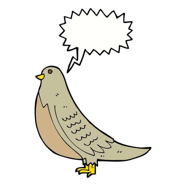 Cartoon gemeiner Vogel mit Sprechblase — Stockvektor