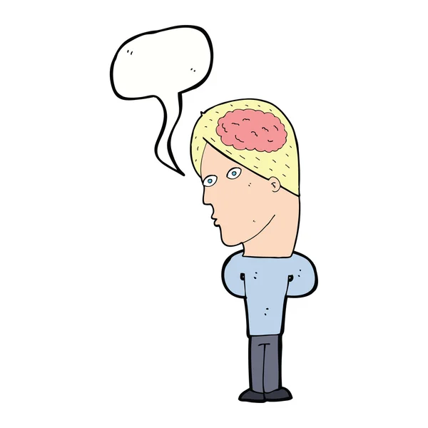 Hombre de dibujos animados con gran cerebro con burbuja del habla — Archivo Imágenes Vectoriales