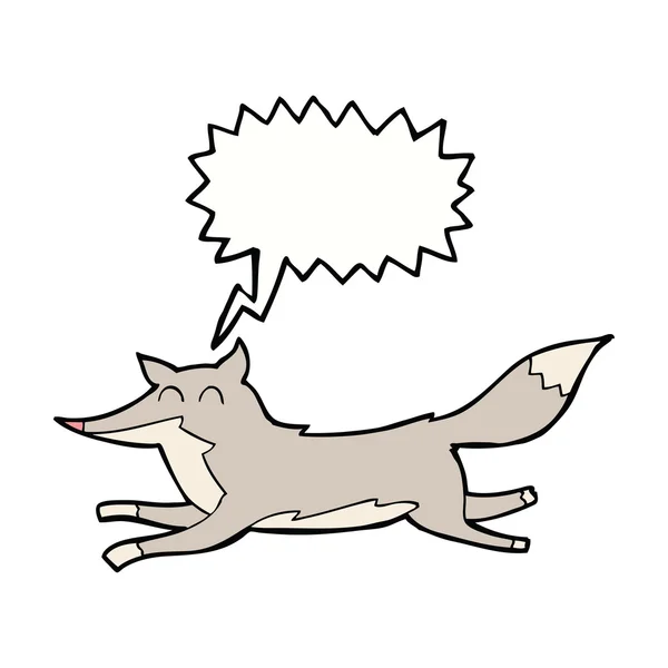 Kreskówka działa wilk z bańki mowy — Wektor stockowy