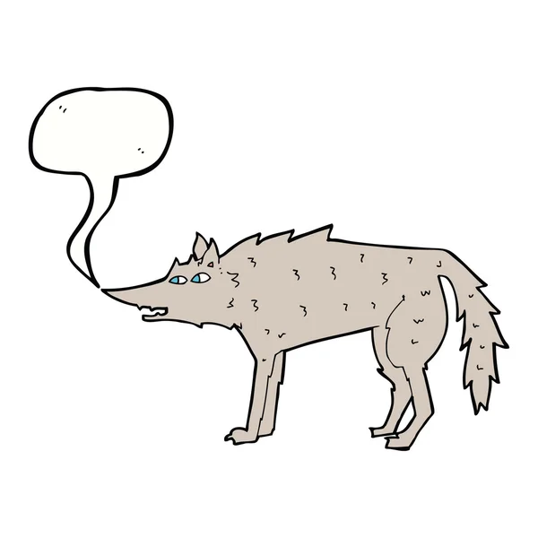 Cartoon wolf met spraakbel — Stockvector