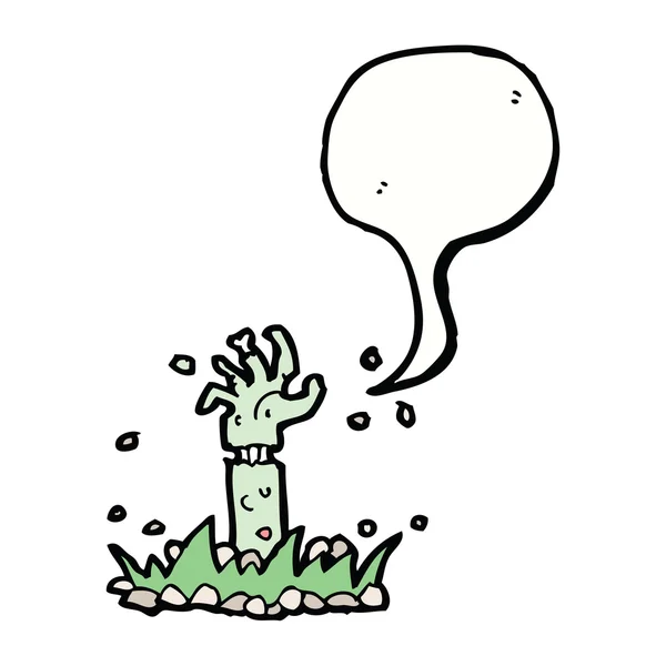 Cartoon zombie arm with speech bubble — Stock Vector