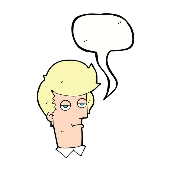 Desenho animado entediado homem com fala bolha — Vetor de Stock