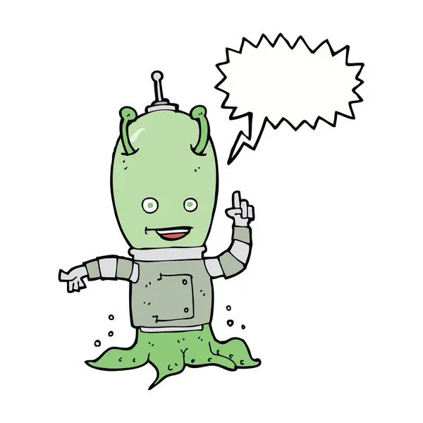 Cartoon alien spaceman with speech bubble — Stock Vector