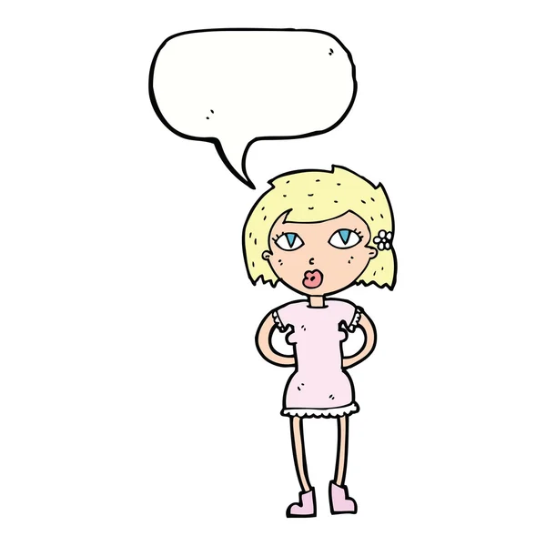 Femme dessin animé avec bulle de parole — Image vectorielle