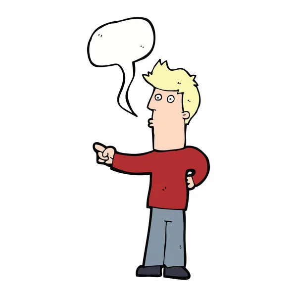 Hombre de dibujos animados apuntando con la burbuja del habla — Archivo Imágenes Vectoriales
