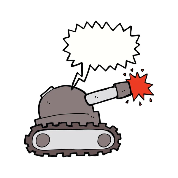 Мультяшный танк с речевым пузырем — стоковый вектор