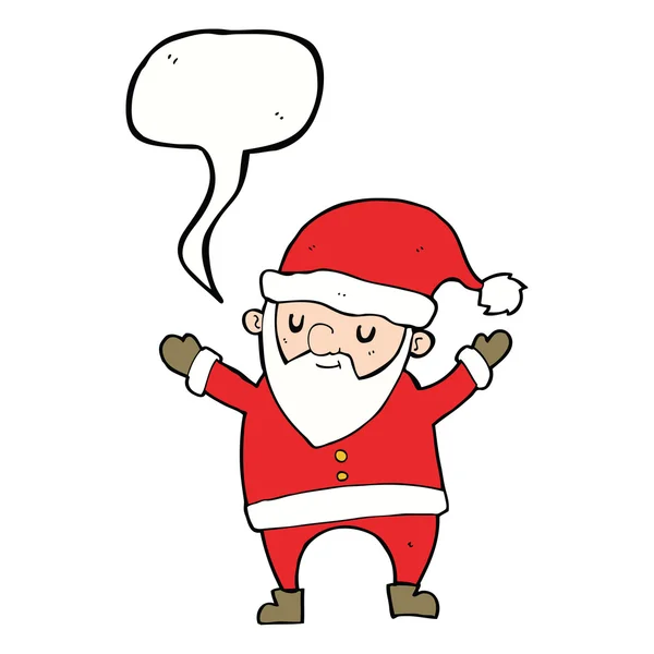 Cartoon dancing santa with speech bubble — Stock Vector