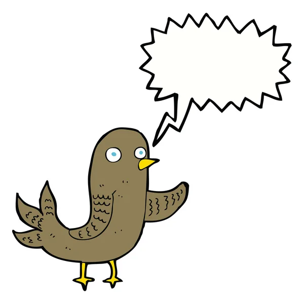 Cartoon waving bird  with speech bubble — Stock Vector