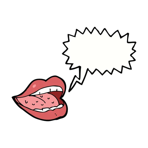 Karikatur lächelnden Mund mit Sprechblase — Stockvektor