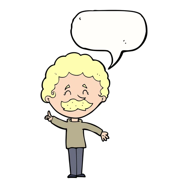 Hombre de dibujos animados con idea con burbuja de habla — Vector de stock