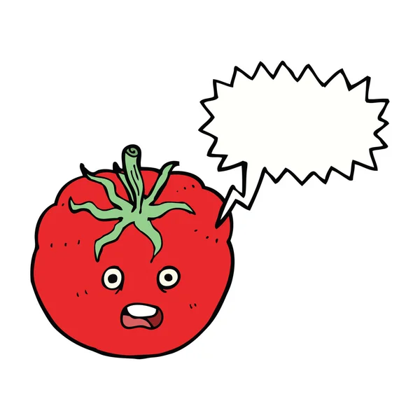 Мультяшный помидор с пузырьком речи — стоковый вектор