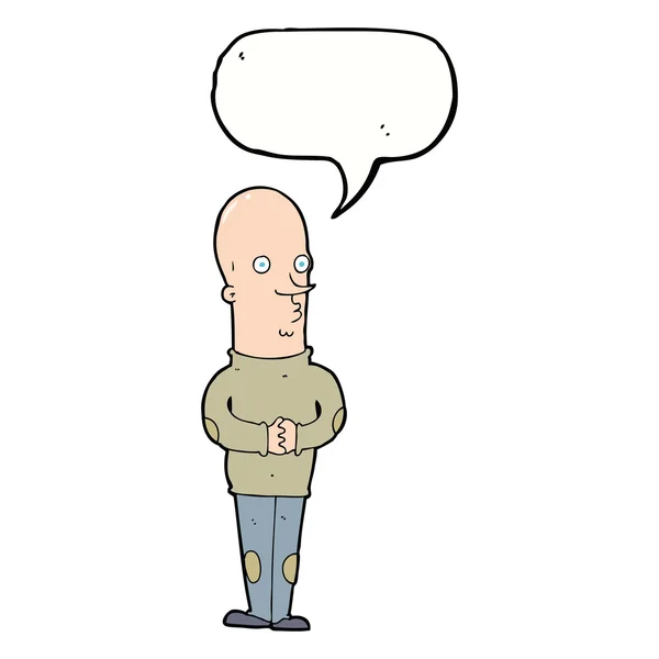 Karikatur lustiger Glatzkopf mit Sprechblase — Stockvektor