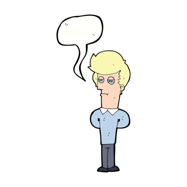 Cartoon jaded man with speech bubble — Stock Vector