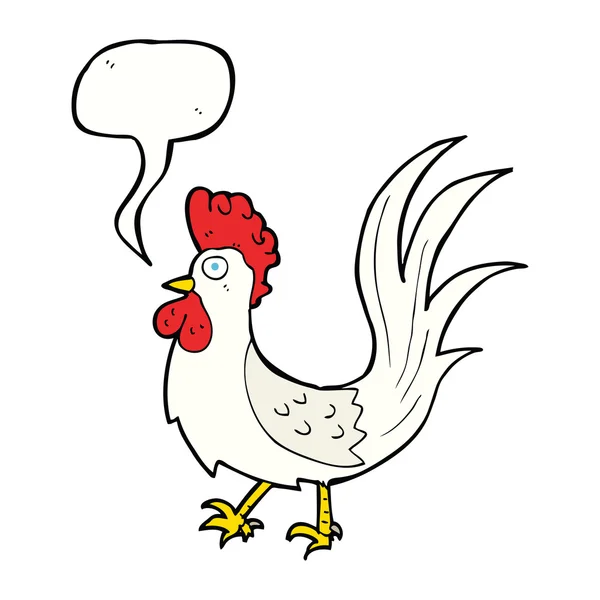 Gallo del fumetto con bolla vocale — Vettoriale Stock