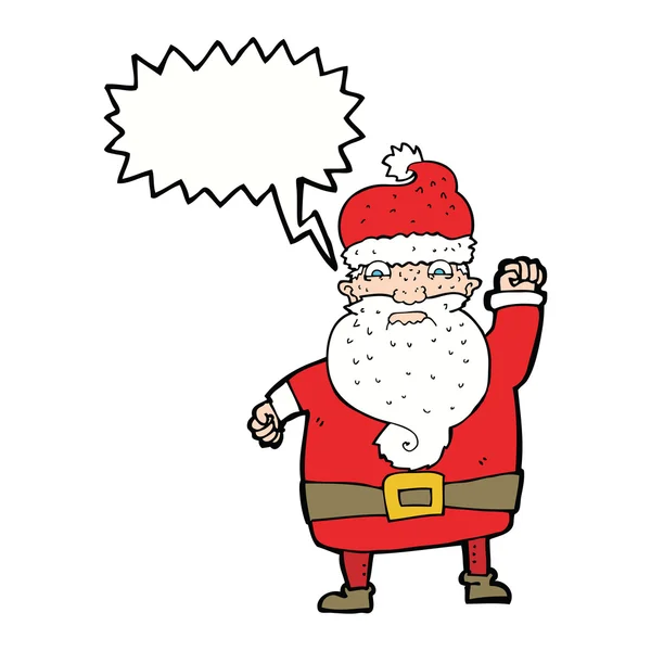 Cartone animato arrabbiato Babbo Natale con bolla discorso — Vettoriale Stock