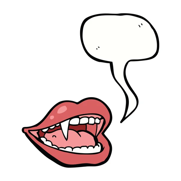 Cartoon vampire mouth with speech bubble — Stock Vector