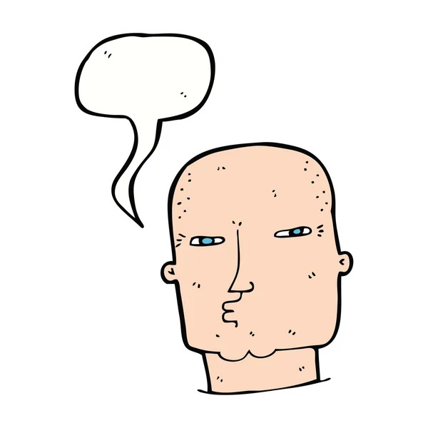 Cartoon Glatze harter Kerl mit Sprechblase — Stockvektor
