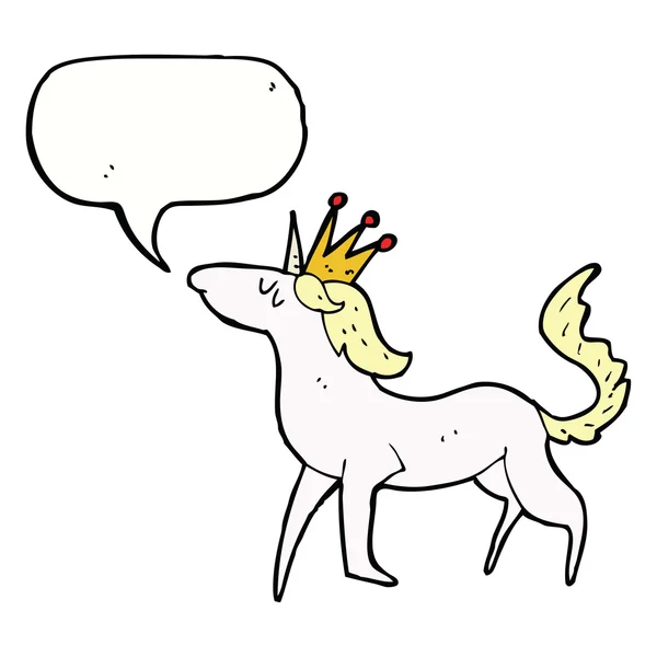 Cartoon unicorn with speech bubble — Stock Vector