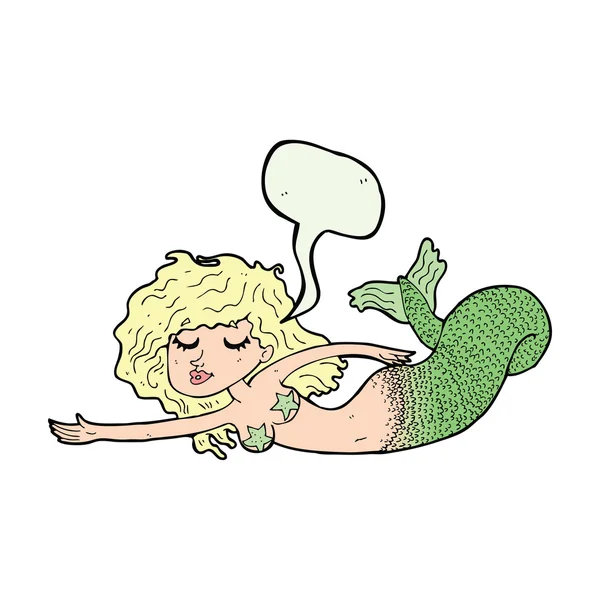具有言语泡沫的卡通美人鱼 — 图库矢量图片