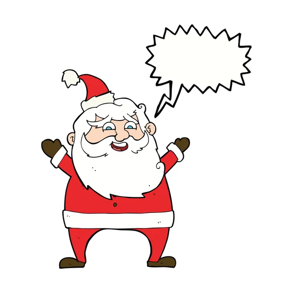 Jolly santa cartoon with speech bubble — Stock Vector