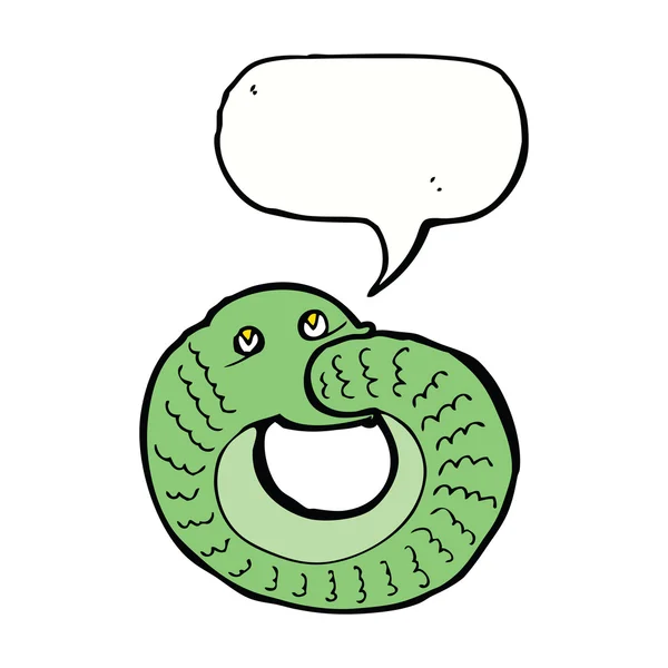 卡通蛇吃有言语泡沫的尾巴 — 图库矢量图片