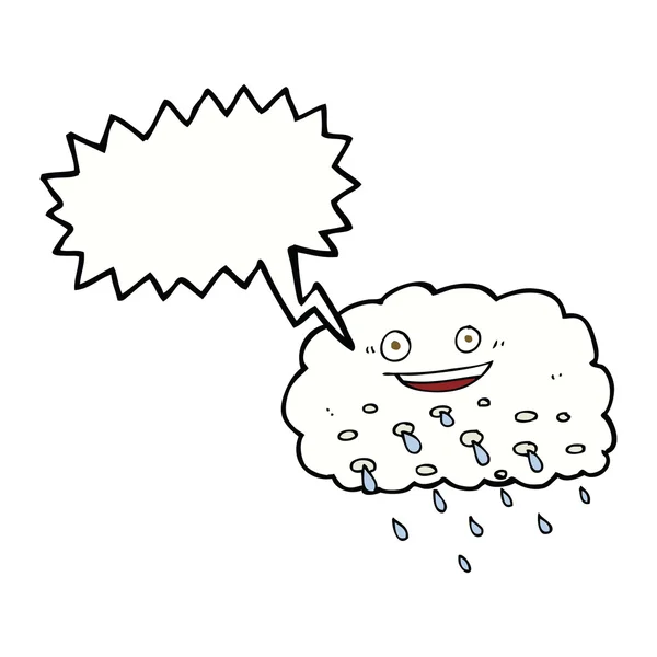 Awan hujan kartun dengan gelembung ucapan - Stok Vektor