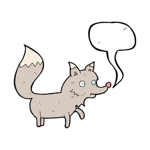 Louveteau de loup dessin animé avec bulle de parole — Image vectorielle