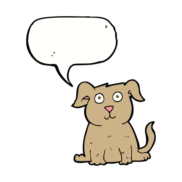 Desenho animado cão feliz com bolha de fala — Vetor de Stock