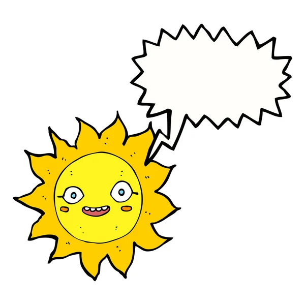 Dibujos animados sol feliz con burbuja de habla — Vector de stock