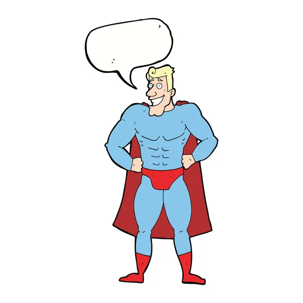 Cartoon superhero with speech bubble — Stock Vector