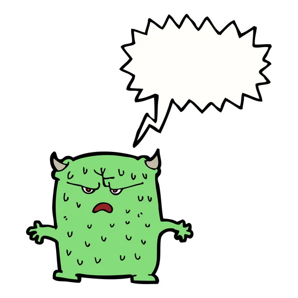 Cartoon little alien with speech bubble — Stock Vector