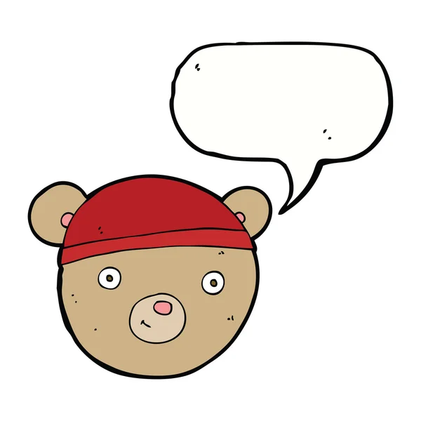 Cabeza de oso de peluche de dibujos animados con burbuja de habla — Vector de stock