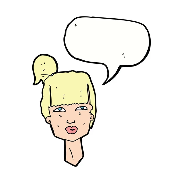 Cartoon female head with speech bubble — Stock Vector