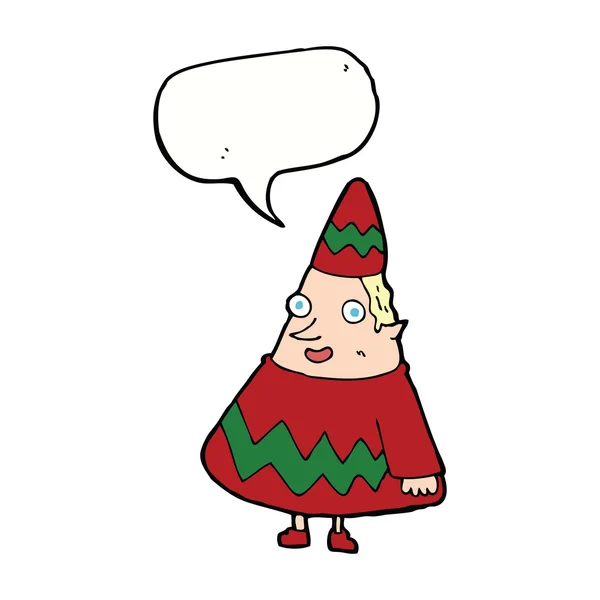 Cartoon elf with speech bubble — Stock Vector