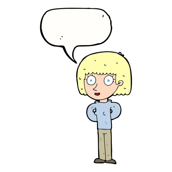 Cartoon staring woman with speech bubble — Stock Vector
