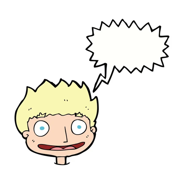 Cartoon happy boy with speech bubble — Stock Vector