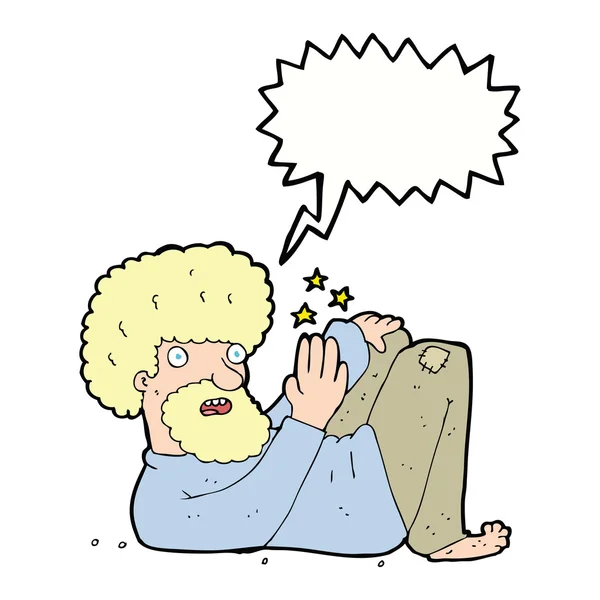 Desenho animado hippie homem com fala bolha — Vetor de Stock