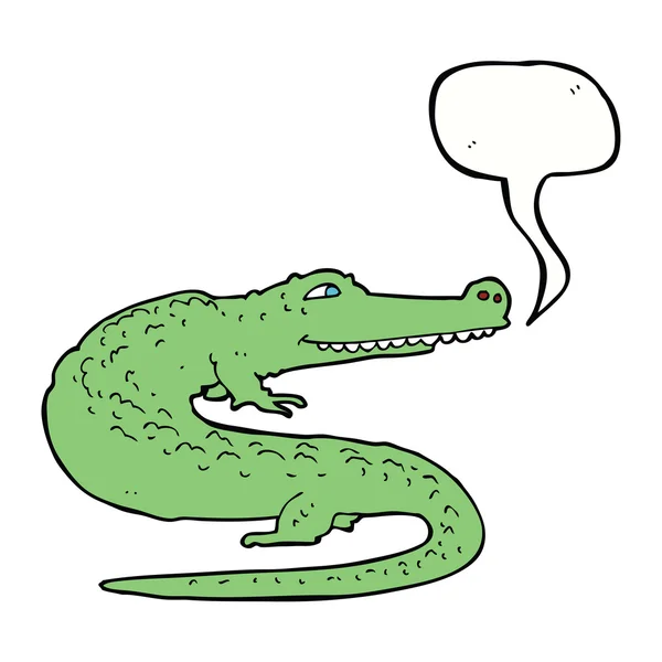 Crocodilo dos desenhos animados com bolha de fala — Vetor de Stock