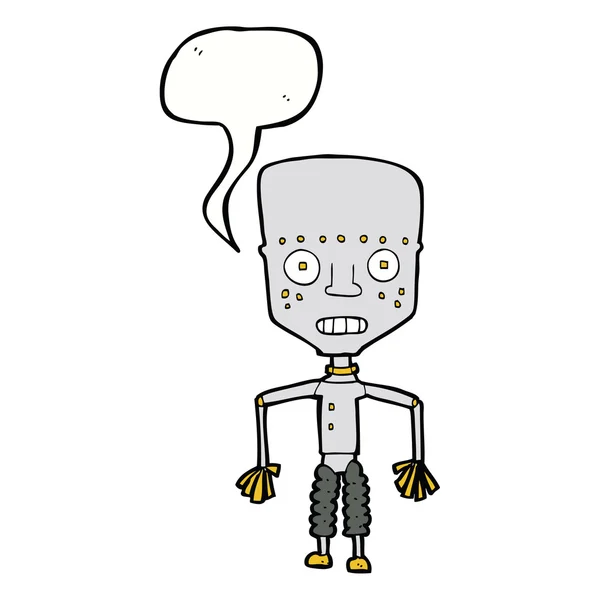 Drôle de robot dessin animé avec bulle de parole — Image vectorielle