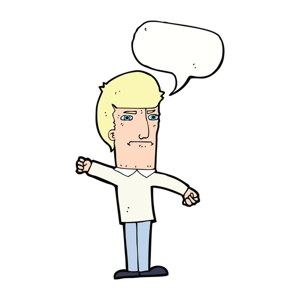 Cartone animato uomo arrabbiato con la bolla discorso — Vettoriale Stock