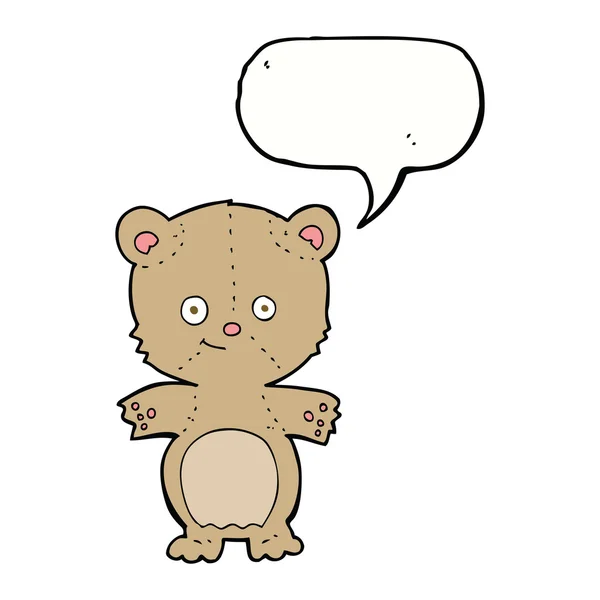 Oso de peluche de dibujos animados con burbuja de habla — Vector de stock