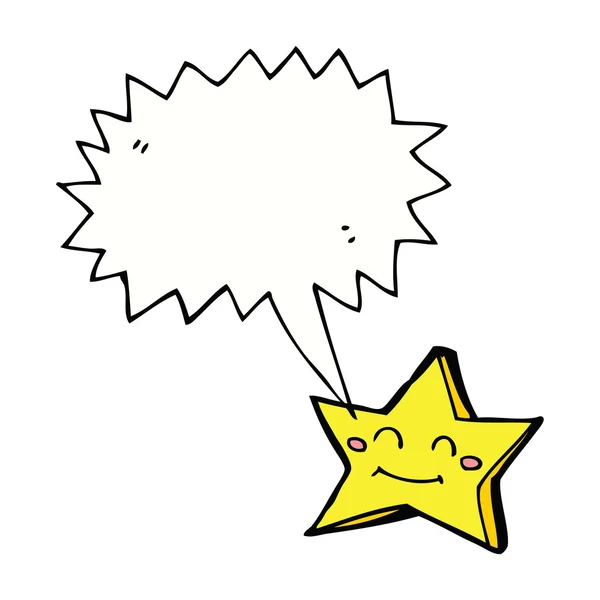 Cartoon glückliche Star-Figur mit Sprechblase — Stockvektor