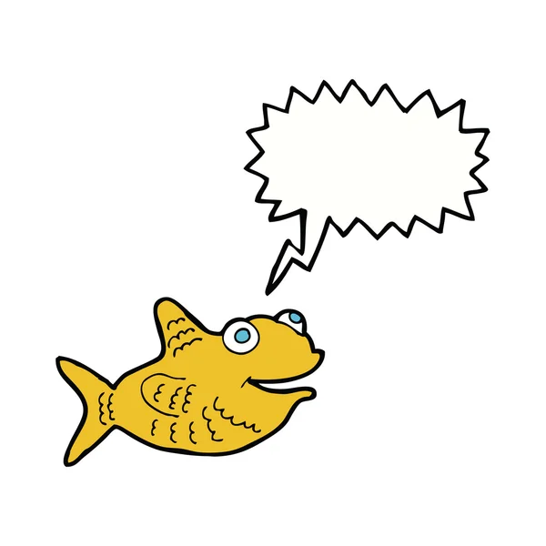 Мультяшна щаслива риба з мовною бульбашкою — стоковий вектор
