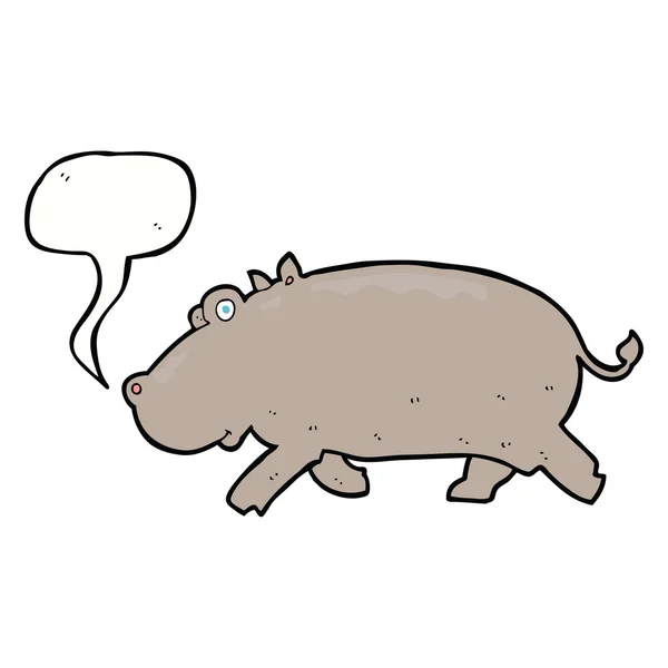 Cartoon hippopotamus with speech bubble — Stock Vector