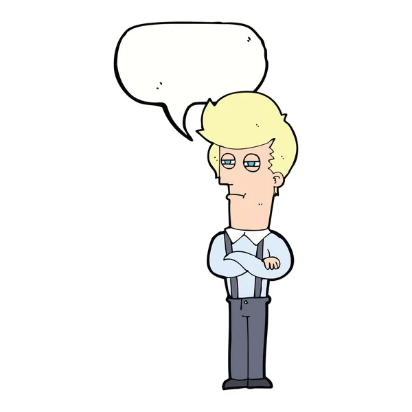 Cartoon annoyed man with speech bubble — Stock Vector