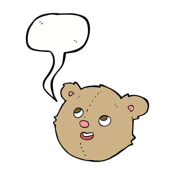 Cartone animato orsacchiotto testa con bolla discorso — Vettoriale Stock