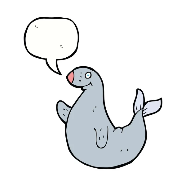 Cartoon seal with speech bubble — Stock Vector