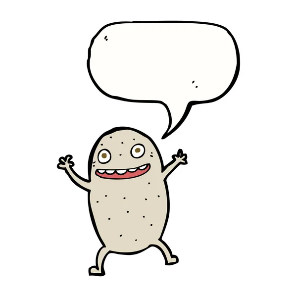 Karikatur glückliche Kartoffel mit Sprechblase — Stockvektor