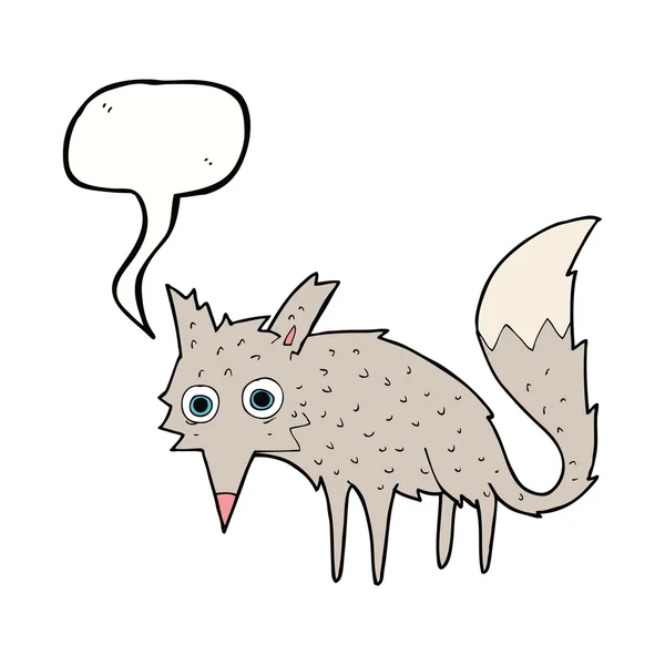 Забавный мультяшный волк с пузырем речи — стоковый вектор